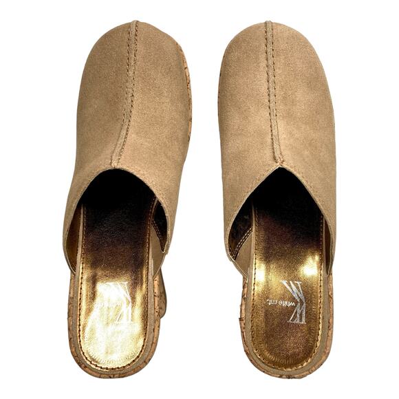 NEW White Mountain Suede Clogs Colleen Tan Cork Wedge Heels Size 7 - Picture 6 of 8